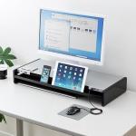 モニター台(机上台・USBハブ搭載・引き出し・iPad&スマホスタンド内蔵・幅67cm)
