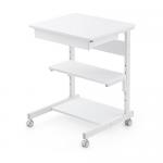 パソコンラック 幅55cm 奥行48cm 収納棚 ゴムキャスター付き ホワイト