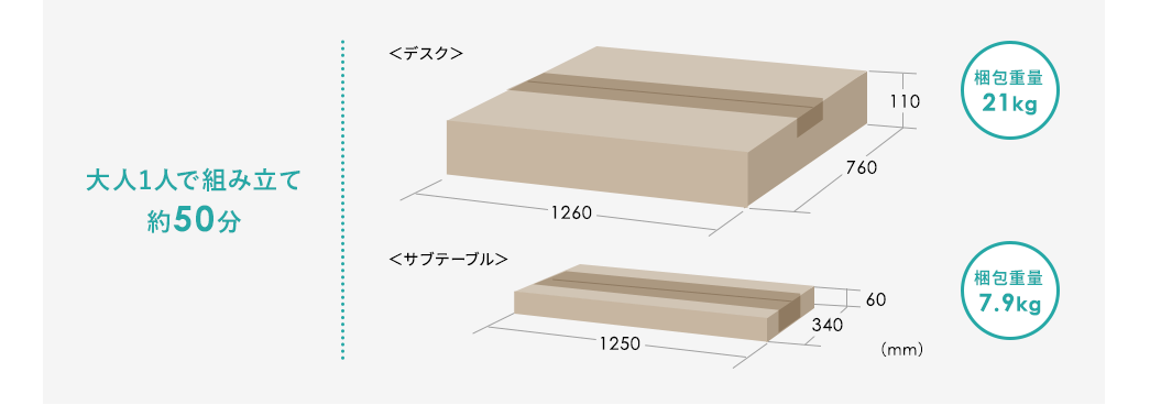 大人1人で組み立て約50分