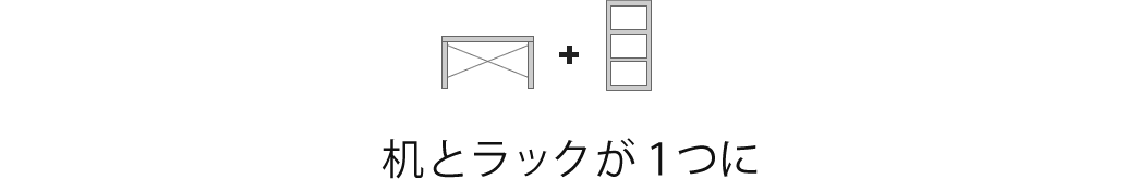 机とラックが1つに