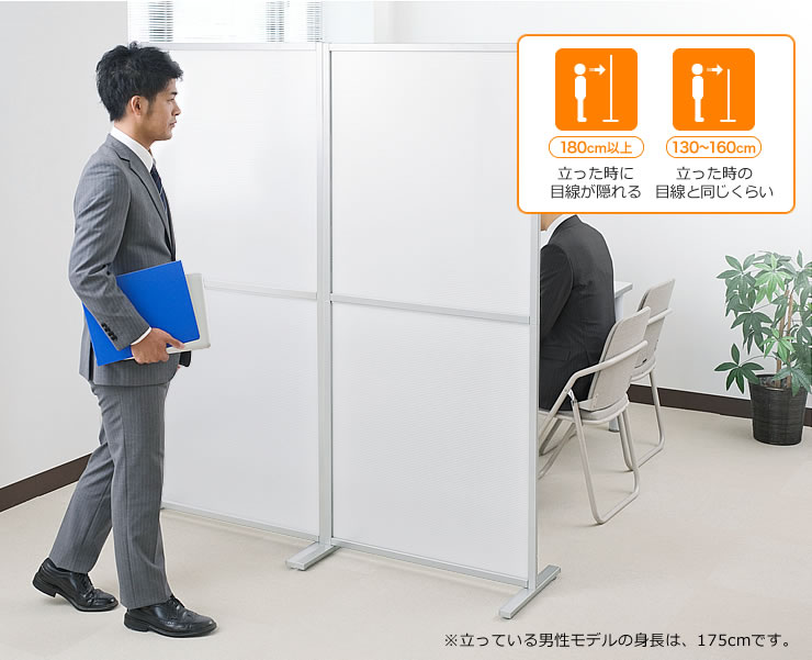 180cm以上 立った時に目線が隠れる 130~160cm 立った時の目線と同じくらい