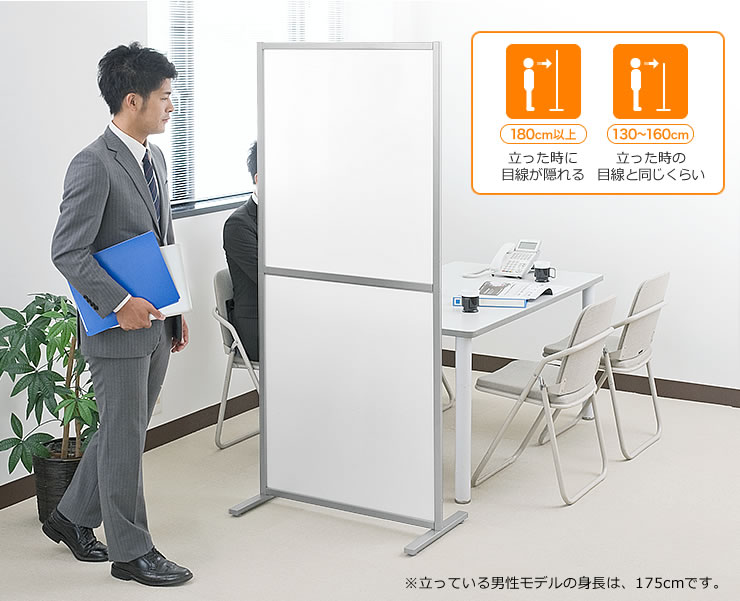 180cm以上 立った時に目線が隠れる 130~160cm 立った時の目線と同じくらい
