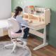 学習机 手動昇降式 チルト天板 シェルフ付 ペントレー 小物入れつき
