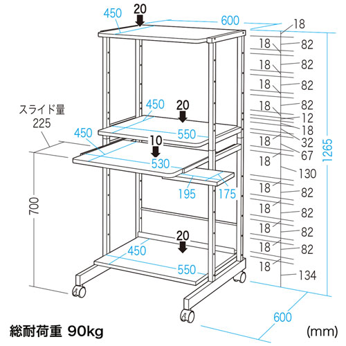 パソコンラック(W600×D600×H1265mm) / RAC-EC15N2【デスクダイレクト】 パソコンラック(W600×D600×H1265mm) / RAC-EC15N2【デスクダイレクト】