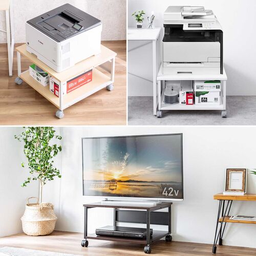 プリンター台 キャスター付き 幅60×奥行60cm 総耐荷重55kg 2段