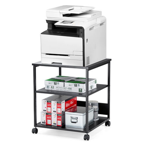 プリンタ台 プリンタラック 3段 キャスター付き 収納 棚付き 幅60cm