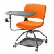 ミーティングチェア テーブル付 メモ台 カップホルダー 座面下収納対応 キャスター付 1脚 オレンジ