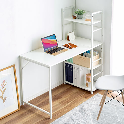 ホワイト パソコンデスク オープンシェルフ付き ホワイト パソコンデスク オープンシェルフ付き 100-deskh065w.jpg