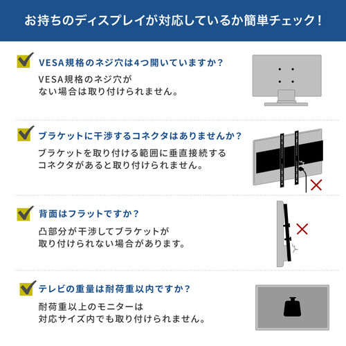 壁寄せテレビスタンド ハイタイプ 50インチ/65インチ/75インチ対応