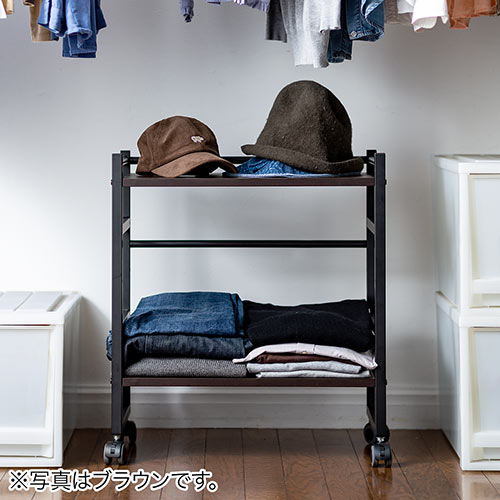 ファイルワゴン(2段・キャスター付・木製・デスク下カート・高さ60.5cm