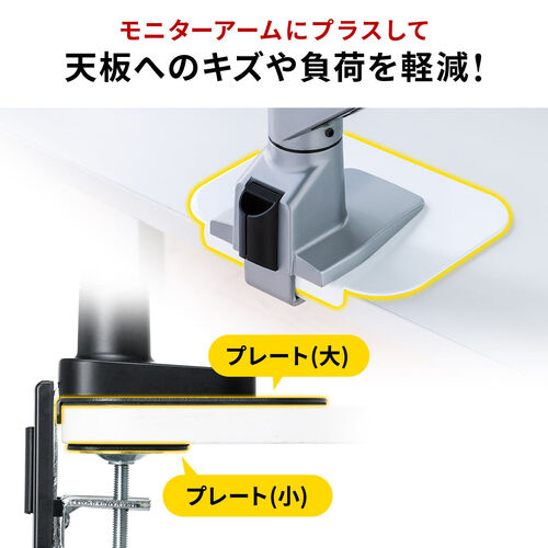 モニターアーム 補強プレート グロメット対応 スチール製 ホワイト