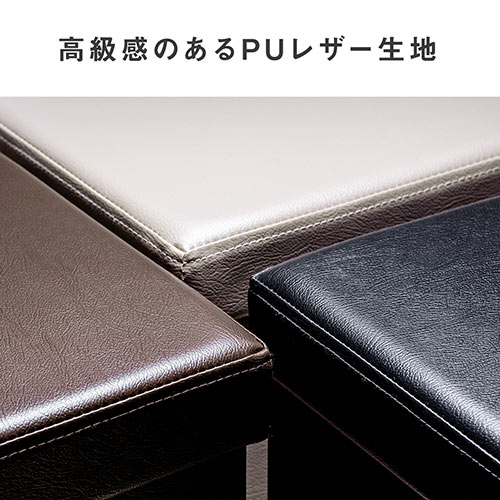 収納ボックススツール 折りたたみ式 ソフトレザー生地 幅38cm ブラック