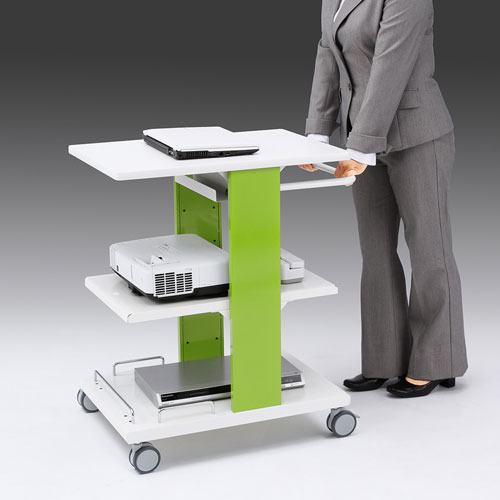 プロジェクター台(ハンドル・高強度キャスター・グリーン) / PR-9N