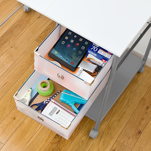 折りたたみパソコンデスク(W900mm・チェア付・ホワイト) / 100