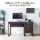 キャビネット付きデスク ワゴン付き 木製 パソコンデスク W1200・D600 ブラウン