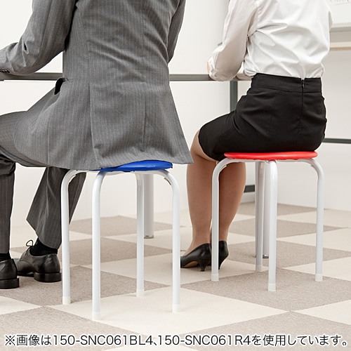 丸椅子(パイプ丸イス・スツール・4脚セット・ブルー) / 150-SNC061BL4 