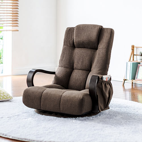 回転座椅子 360度回転 木製肘掛け 小物収納ポケット付き ハイバック仕様 ブラウン Yt Sncf018 デスクダイレクト