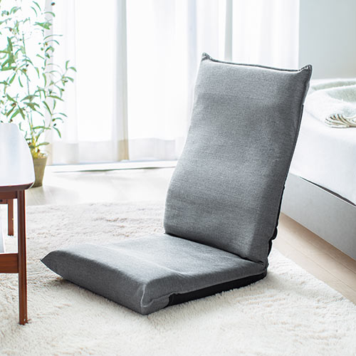 【期間限定お値下げ】折りたたみ式黒木製椅子 グレークッション 東谷 正座椅子 背もたれ 折りたたみ ファブリック 木製 （ 座椅