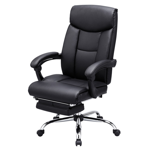 【アウトレット】オットマン収納レザーチェア(ブラック)