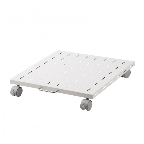 プリンタ台 ロータイプ 床置き キャスター付 スチール製 幅50cm×奥行き50cm ホワイト