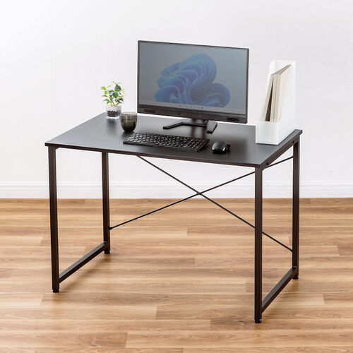 シンプルワークデスク 幅100cm 奥行60cm ブラック / 100-DESKF003BK3