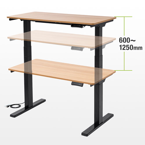 ◇値下げ◇電動昇降デスク(W1200×D600mm/薄い木目)スタンディング  