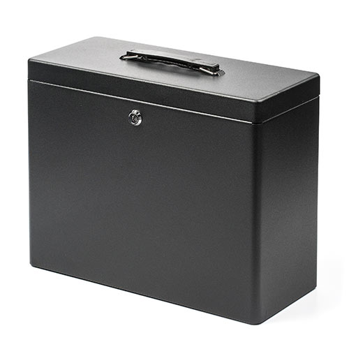 鍵付きファイルボックス(マイナンバー対策・取手付き・書類入れ・A4ファイル収納可能・セキュリティボックス・ブラック)