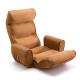 肘掛け付きハイバック座椅子(サイドポケット付・低反発ウレタン・リクライニング・ライトブラウン)