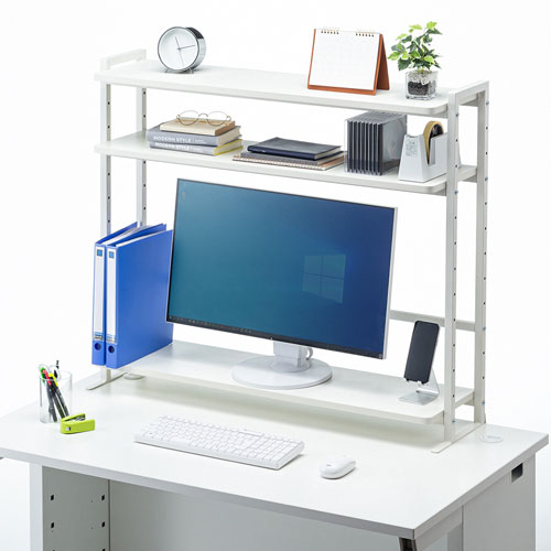 クランプ式机上ラック3段タイプ / MR-LC308W【デスクダイレクト】