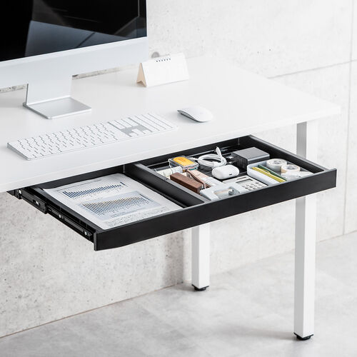 デスク用 引き出し 木ネジ固定 幅64.7cm Lサイズ ブラック