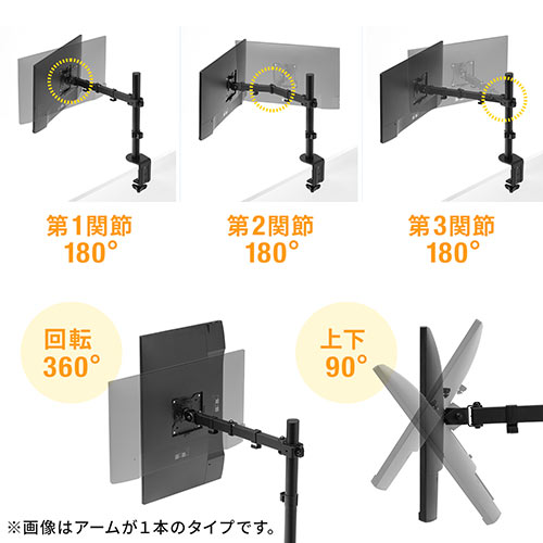 モニターアーム 2画面 ディスプレイアーム クランプ固定 27インチ対応