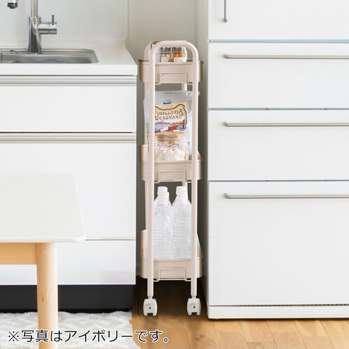 キッチンワゴン スリム キャスター付 バスケットラック 収納