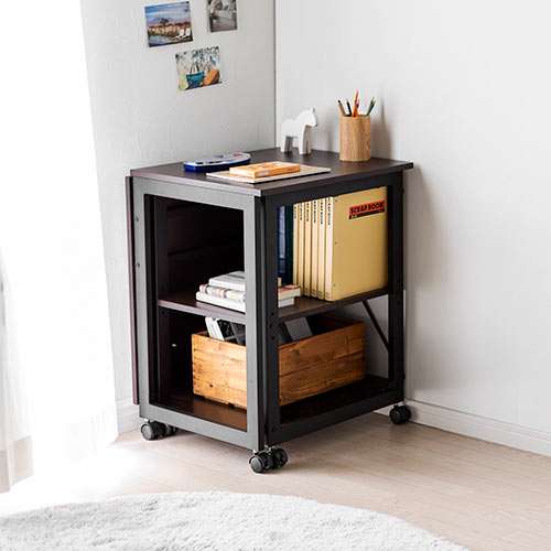 折りたたみデスク キャスター付き ダークブラウン / 100-DESKN006M