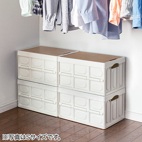 折りたたみ コンテナ フタ付き 55L 木製蓋付き テーブル