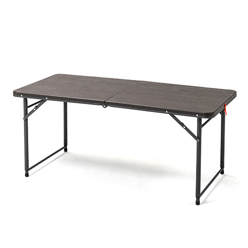 折りたたみテーブル(省スペース・W1220mm・D600mm・樹脂天板・高さ変更・簡単組立・持ち運び・取っ手付き・ブラウン)