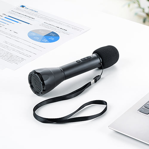 拡声器 マイク型 無線 スピーカー一体 Bluetooth対応 8W ストラップ付