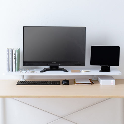 モニター台(ホワイト・クランプ式・幅100cm・耐荷重15kg) / 100-MR183W