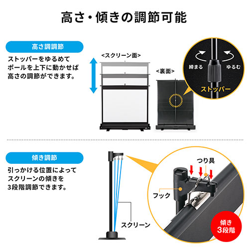 プロジェクタースクリーン(72インチ・自立式床置き型・携帯型ロール