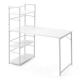 【アウトレット】シェルフデスク パソコンデスク 収納ラック 幅112cm 奥行55cm ホワイト
