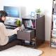 【アウトレット】キャビネット付きローデスク 幅85cm 奥行45cm ダークブラウン