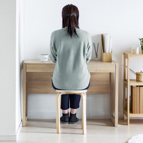 引き出し付きデスク 幅105cm 奥行50cm 木目調 ライトブラウン / 100