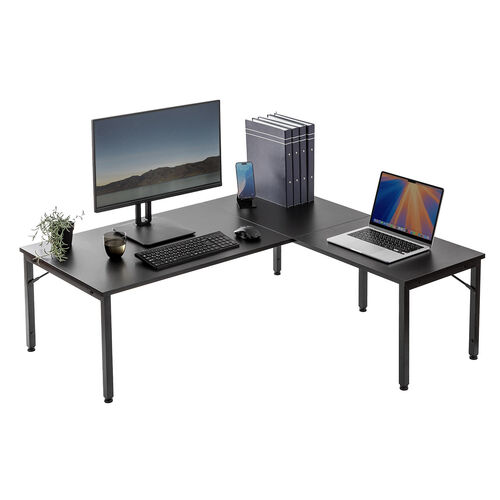 L字型ローデスク 高さ可変5段階 幅120cm ブラック / 100-DESKL019BK