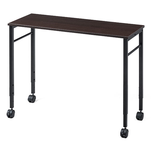 【アウトレット】キャスター付きサブデスク(パソコンデスク・作業台・拡張デスク・幅90cm・奥行35cm・高さ64cm/70cm・ブラウン・リモートワーク・在宅勤務)