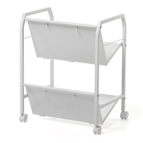 ファイルワゴン(2段・A4対応・キャスター付・斜め棚) / 100-WG003W