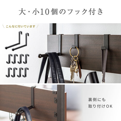 突っ張りウォールラック　ダークブラウンフック付送料込 突っ張り棚 突っ張りラック 幅60cm シェルフ 棚 3段 壁面収納