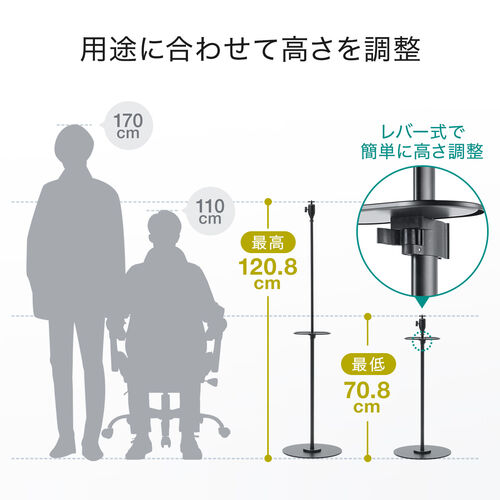 プロジェクター台 プロジェクタースタンド フロアスタンド高さ調整70