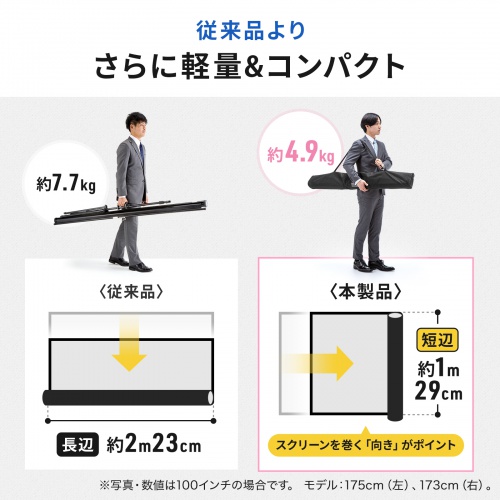 プロジェクタースクリーン 360度回転 三脚 100インチ 4K対応 16:9 縦