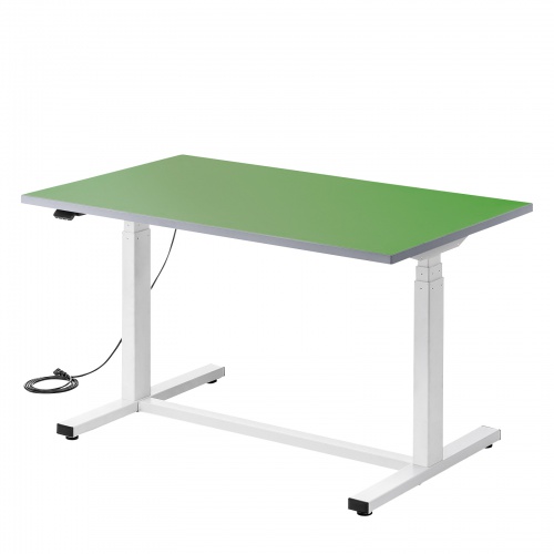 電動昇降作業台 電動昇降デスク 上下昇降デスク 作業台 塩ビシート グリーン 幅120cm 奥行75cm 高さ63.4～128.4cm 耐荷重100kg