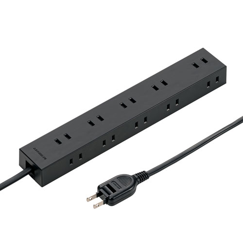 電源タップ 10個口 2m 固定用マグネット ホコリ防止シャッター付き ブラック