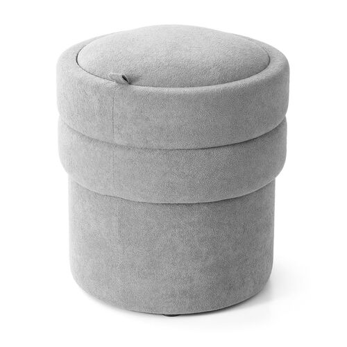 丸型 収納スツール 2段収納 ファブリック グレー / 150-SNCBOX17GY